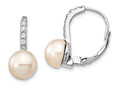 Cheryl M™ Sterling Silver CZ Cultured Pearl Leverback Earrings