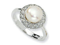 Cheryl M™ Sterling Silver CZ White Cultured Pearl Ring