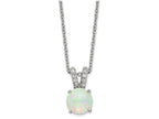 Cheryl M™ Sterling Silver Synthetic Opal Cabochon and CZ 18in Necklace