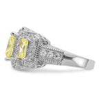 Cheryl M™ Sterling Silver Canary and White CZ 3-stone Ring
