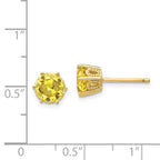 Cheryl M™ Gold Plated Sterling Silver 6.5mm Yellow CZ Stud Earrings