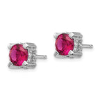 Cheryl M™ Sterling Silver 6.5mm Synthetic Ruby and CZ Stud Earrings
