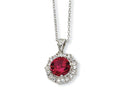 Cheryl M™ Sterling Silver Synthetic Ruby and CZ 18in Necklace