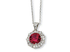 Cheryl M™ Sterling Silver Synthetic Ruby and CZ 18in Necklace