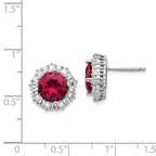 Cheryl M™ Sterling Silver Synthetic Ruby and CZ Post Earrings