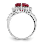 Cheryl M™ Sterling Silver 100-facet Synthetic Ruby and CZ Heart Ring