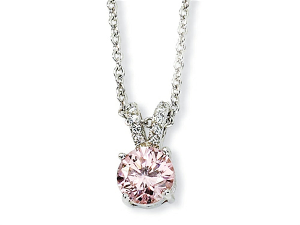 Cheryl M™ Sterling Silver Pink and White CZ 18in Necklace