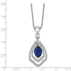 Cheryl M™ Sterling Silver Marquise Synthetic Sapphire and CZ 18in Necklace