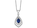 Cheryl M™ Sterling Silver Marquise Synthetic Sapphire and CZ 18in Necklace