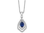 Cheryl M™ Sterling Silver Marquise Synthetic Sapphire and CZ 18in Necklace