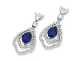Cheryl M™ Sterling Silver Marquise Synth Sapphire and CZ Dangle Post Earrings