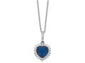 Cheryl M™ Sterling Silver Heart Synthetic Sapphire/CZ 18in Necklace