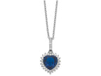 Cheryl M™ Sterling Silver Heart Synthetic Sapphire/CZ 18in Necklace