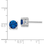 Cheryl M™ Sterling Silver 6.5mm Synthetic Sapphire and CZ Stud Earrings