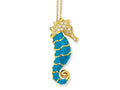 Cheryl M™ Gold Plated Sterling Silver Enameled CZ Seahorse 18in Necklace