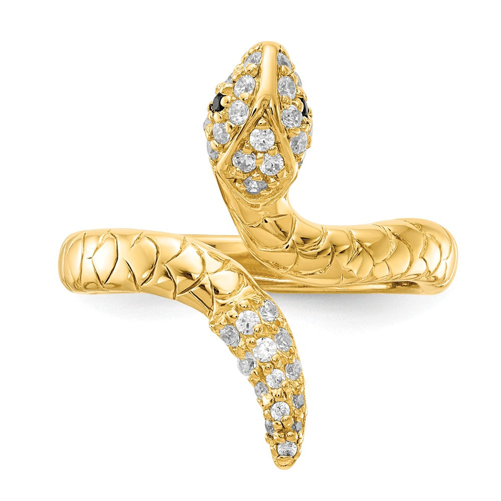 Cheryl M™ Gold Plated Sterling Silver CZ Snake Ring