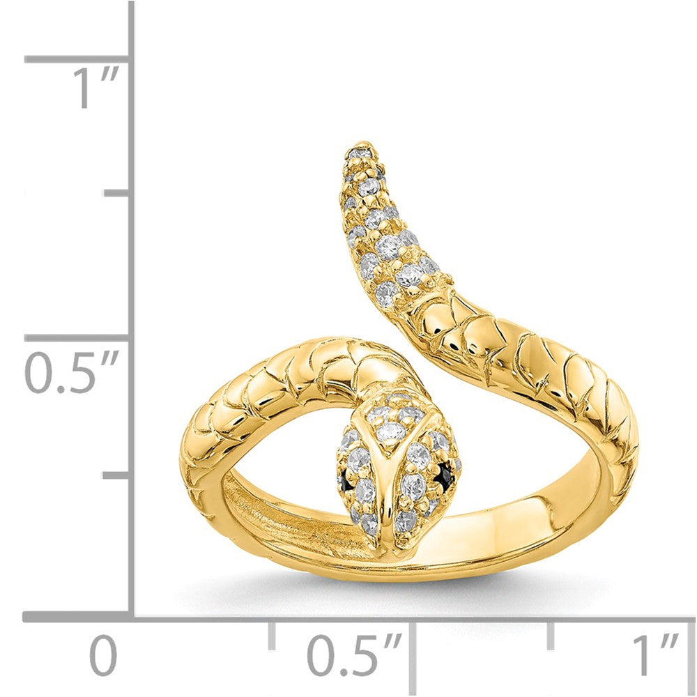 Cheryl M™ Gold Plated Sterling Silver CZ Snake Ring