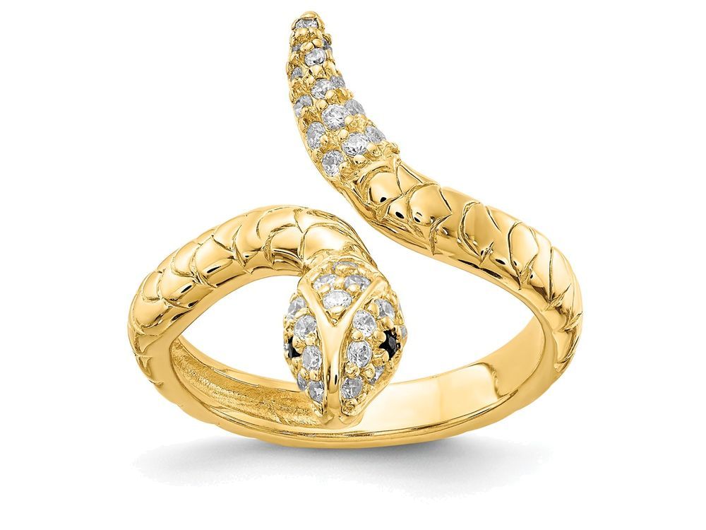 Cheryl M™ Gold Plated Sterling Silver CZ Snake Ring