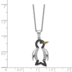Cheryl M™ Sterling Silver Enameled CZ Penguin 18in Necklace