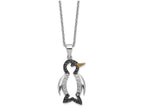 Cheryl M™ Sterling Silver Enameled CZ Penguin 18in Necklace