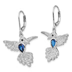Cheryl M™ Sterling Silver Synthetic Sapphire Hummingbird Leverback Earrings