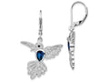 Cheryl M™ Sterling Silver Synthetic Sapphire Hummingbird Leverback Earrings
