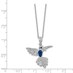 Cheryl M™ Sterling Silver CZ and Synthetic Sapphire Hummingbird 18in Necklace