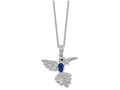 Cheryl M™ Sterling Silver CZ and Synthetic Sapphire Hummingbird 18in Necklace