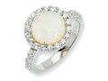 Cheryl M™ Sterling Silver Synthetic Opal and CZ Ring
