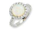 Cheryl M™ Sterling Silver Synthetic Opal and CZ Ring