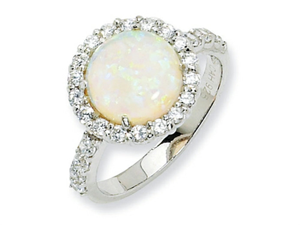 Cheryl M™ Sterling Silver Synthetic Opal and CZ Ring