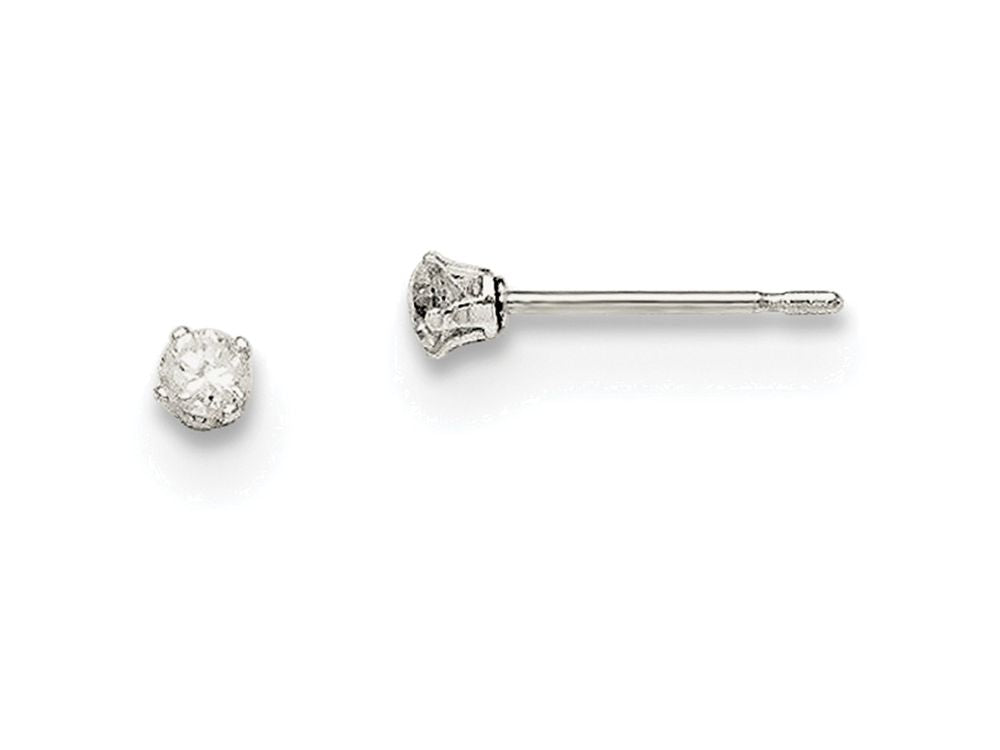 FJC Finejewelers Sterling Silver 3mm Round Snap Set Cubic Zirconia Stud Earrings