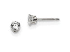 FJC Finejewelers Sterling Silver 4mm Round Snap Set Cubic Zirconia Stud Earrings