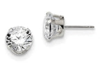FJC Finejewelers Sterling Silver 8mm Round Snap Set Cubic Zirconia Stud Earrings