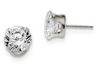 FJC Finejewelers Sterling Silver 9mm Round Snap Set Cubic Zirconia Stud Earrings