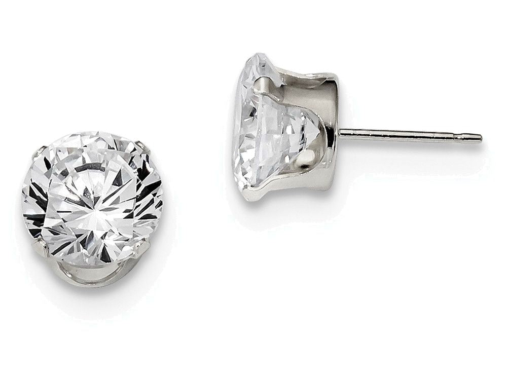 FJC Finejewelers Sterling Silver 9mm Round Snap Set Cubic Zirconia Stud Earrings
