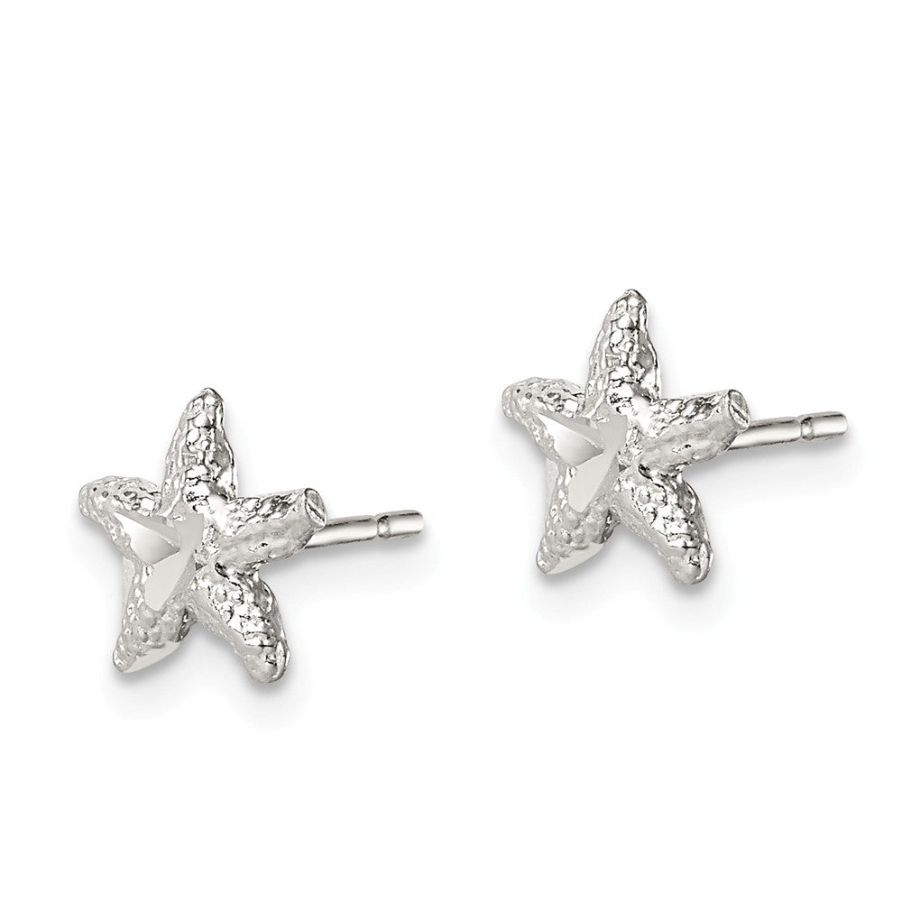 FJC Finejewelers Sterling Silver Starfish Mini Earrings With D/c Center