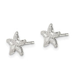 FJC Finejewelers Sterling Silver Starfish Mini Earrings With D/c Center