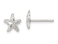 FJC Finejewelers Sterling Silver Starfish Mini Earrings With D/c Center