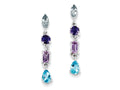 FJC Finejewelers Sterling Silver Amethyst, Blue Topaz and Iolite Dangle Earrings