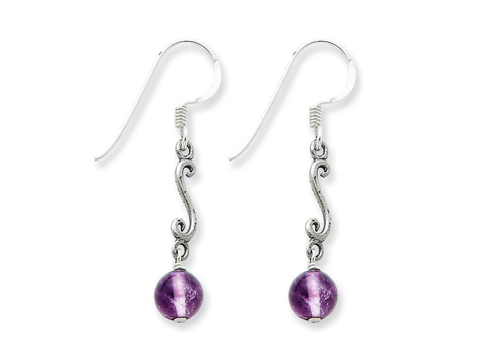FJC Finejewelers Sterling Silver Amethyst Antiqued Dangle Earrings