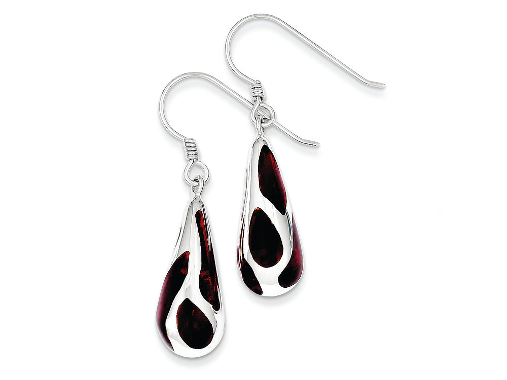 FJC Finejewelers Sterling Silver Fancy Red Resin Earrings