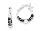 FJC Finejewelers Sterling Silver Antiqued Fancy Beaded Hoop Earrings