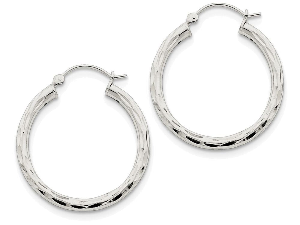 FJC Finejewelers Sterling Silver Bright-cut Satin Polished Hoop Earrings