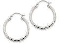FJC Finejewelers Sterling Silver Bright-cut Satin Polished Hoop Earrings