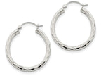 FJC Finejewelers Sterling Silver Bright-cut Satin Polished Hoop Earrings