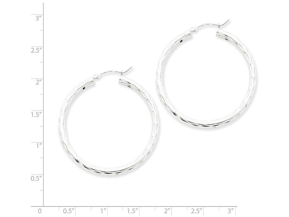 FJC Finejewelers Sterling Silver Bright-cut Satin Polished Hoop Earrings
