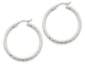 FJC Finejewelers Sterling Silver Bright-cut Satin Polished Hoop Earrings