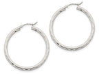 FJC Finejewelers Sterling Silver Bright-cut Satin Polished Hoop Earrings