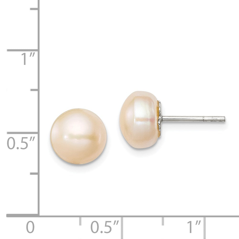 FJC Finejewelers Sterling Silver Peach Cultured Pearl Button Earrings